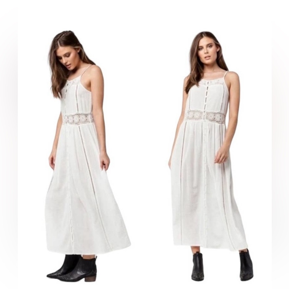 Amuse Society Embroidered Maxi Dress Cream White Size S